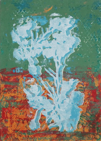 Ast auf grünrot      /       Acryl auf Leinwand 50 x 70 cm