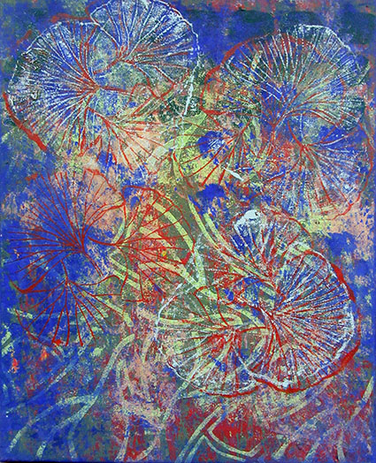 Monotypie ohne Titel 1    auf Leinwand  Acryl  20x 30 cm